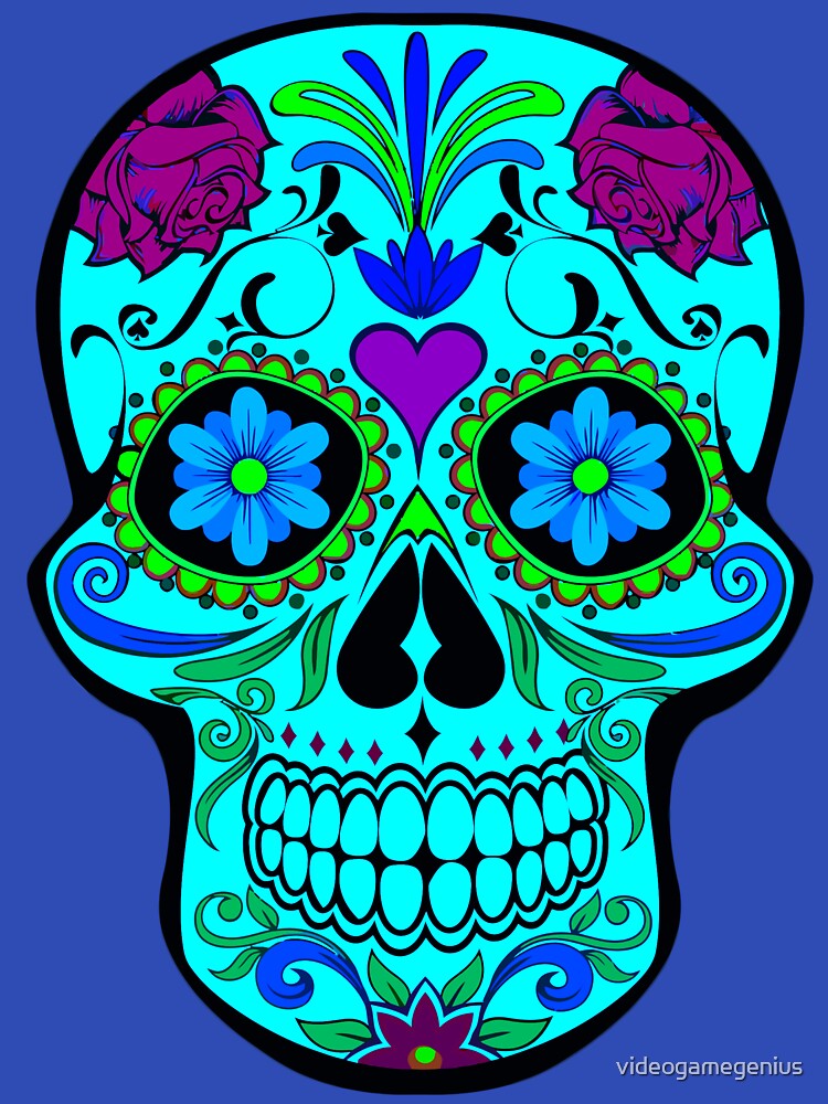 Blue Sugar Skull by videogamegenius