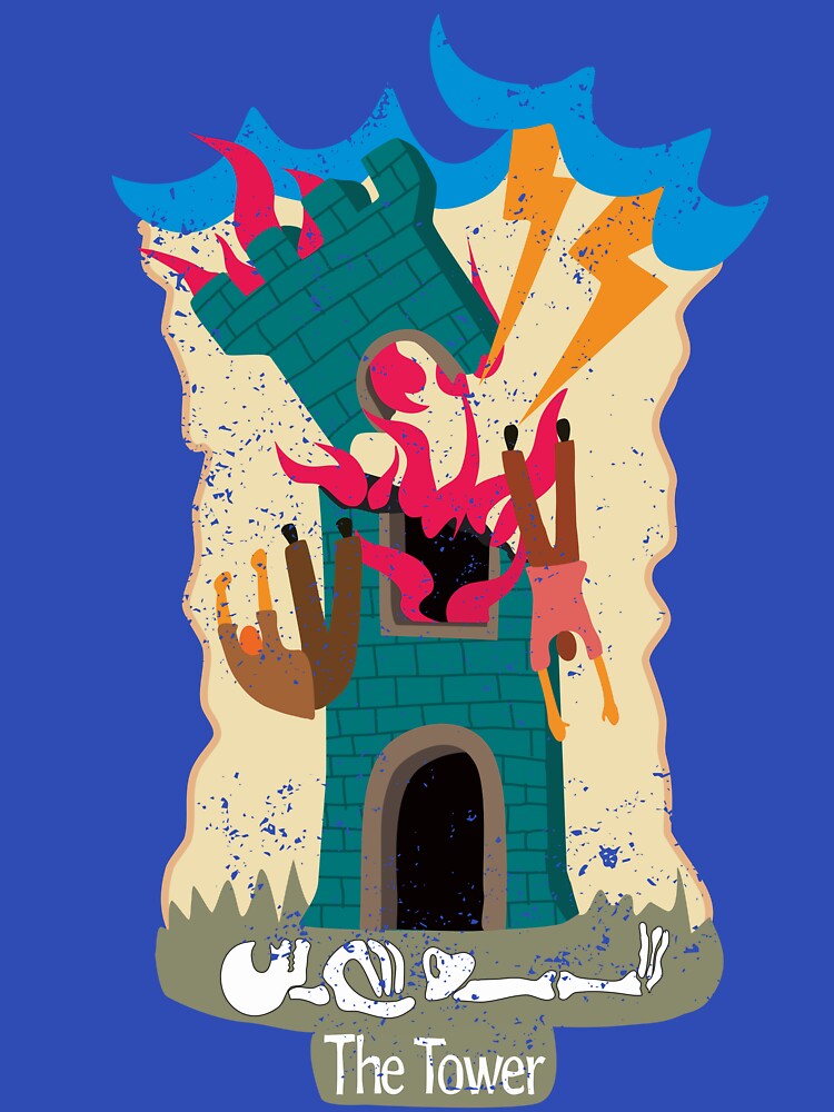 Tarot The tower illustration for T-Shirt  Sticker Gift by rfj-arts