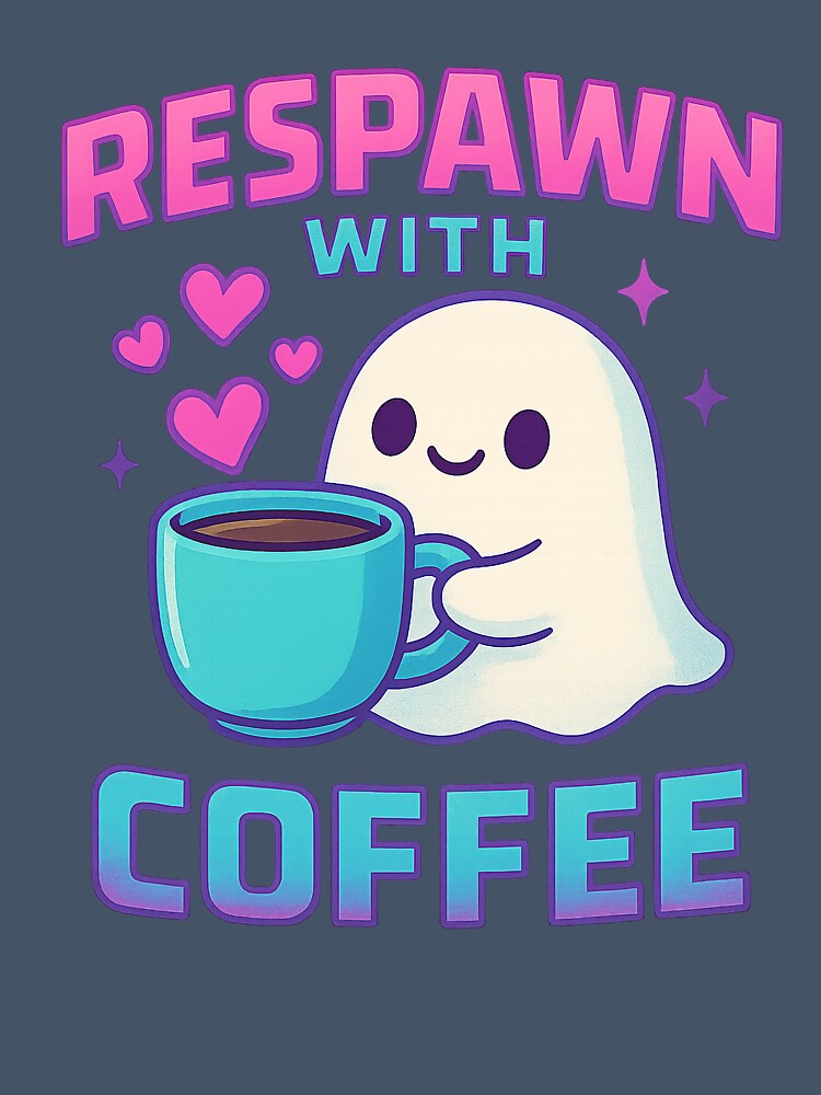 Kawaii Gamer Coffee Ghost – Respawn with a Coffee Cup by Dream Machine