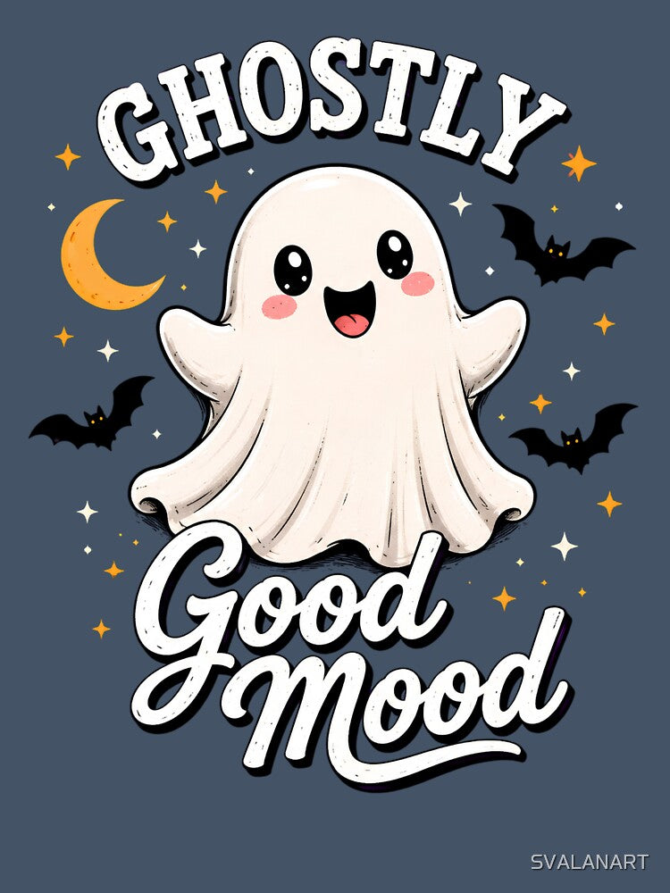 Ghostly Good Mood – Cute Ghost Halloween Spooky Season Design by SVALANART