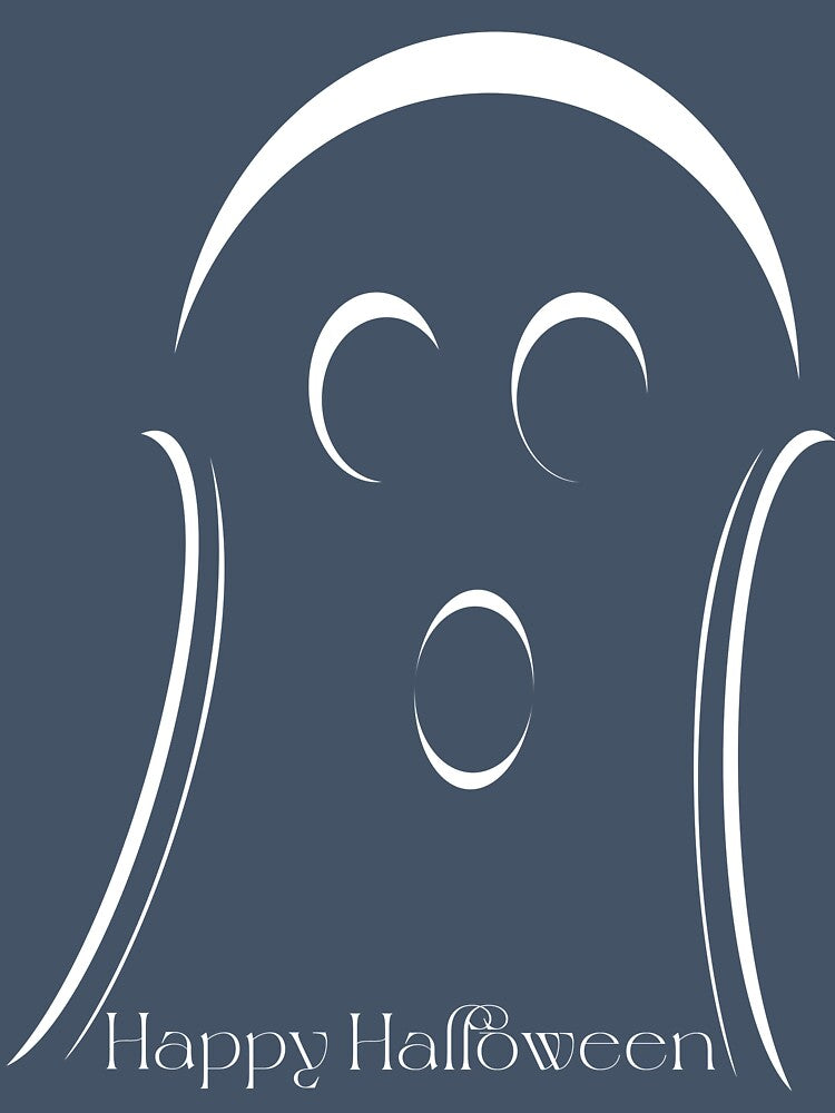 Cute Ghost with Happy Halloween Message by Risa-C