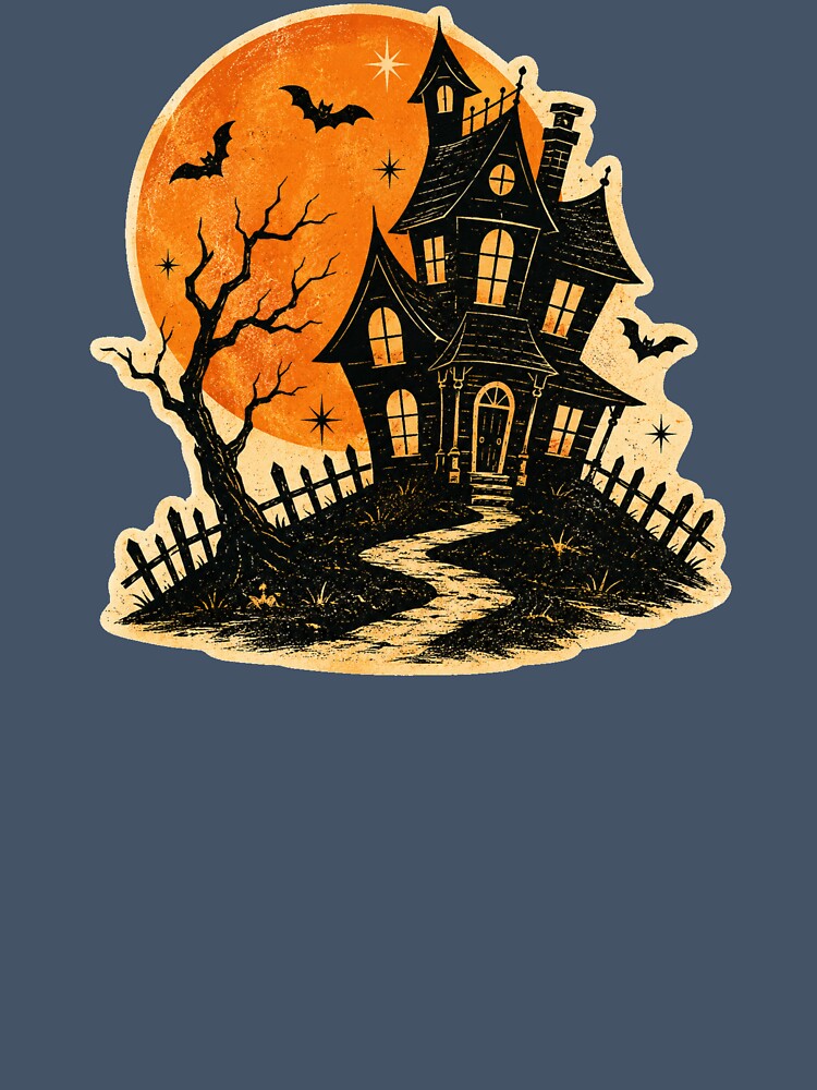Vintage Haunted House | Retro Halloween Illustration | Distressed Spooky Art by Rewind Society
