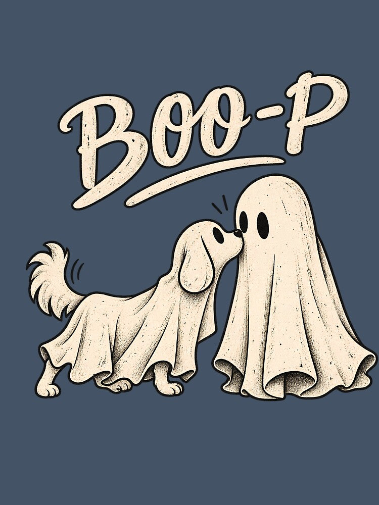 Boo-p Ghost Dog Comfort T-Shirt, Funny Halloween Dog Mom Shirt by greatmar1