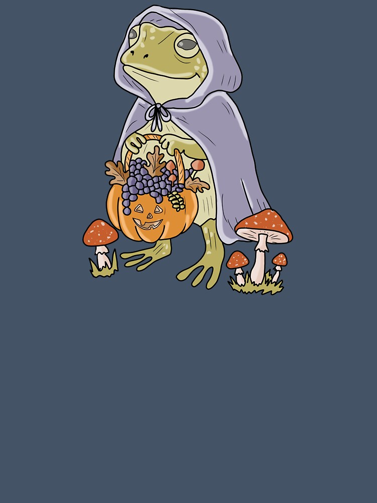 Frog Halloween in cape with Jack-o'-lantern basket by LeshanArt