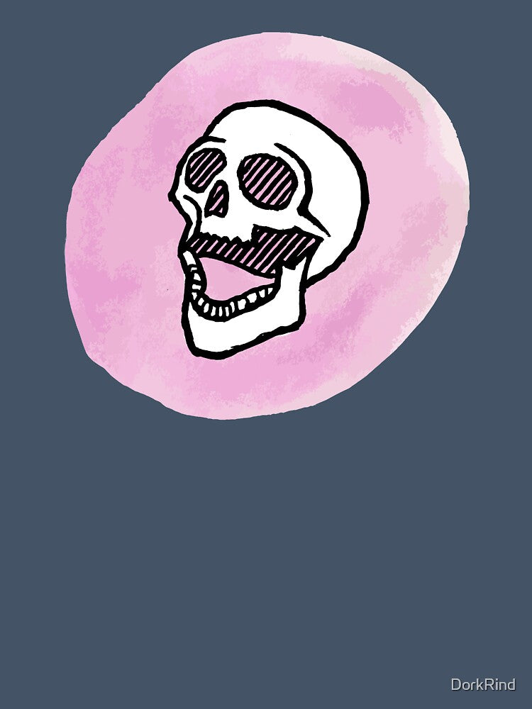 Pink Watercolor and Ink Skull Print by DorkRind