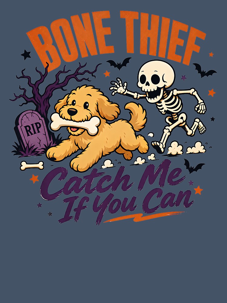 Bone Thief Halloween Dog | Skeleton Chase Pet Design by MOCH- ART