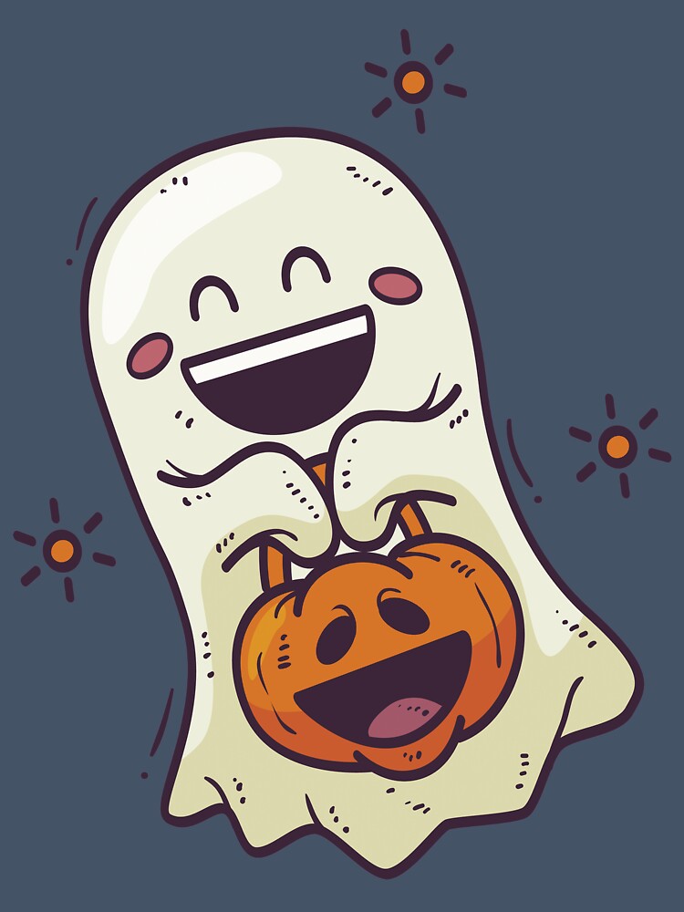 Halloween Cute Ghost and Pumpkin Friends by ZodesignArt