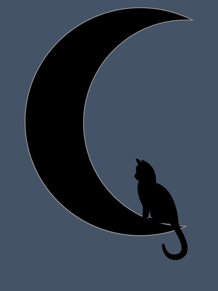 Cat in the Moon - Black Cat Lover by antevasinart