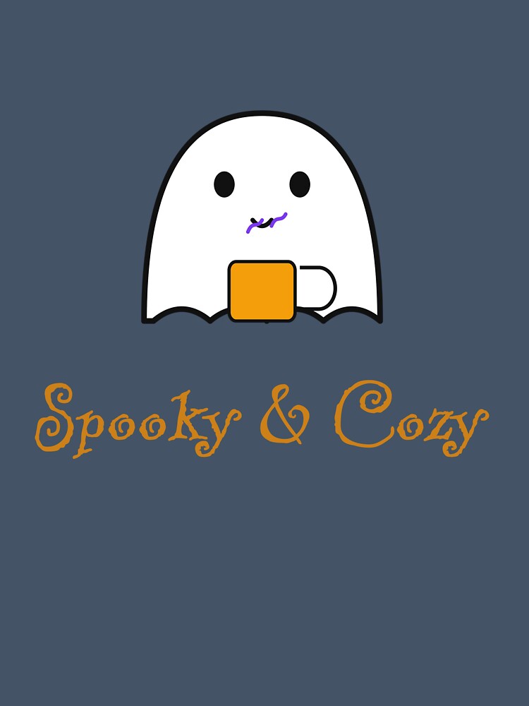 Spooky & Cozy — Cute Ghost with Coffee by Haitam Madani