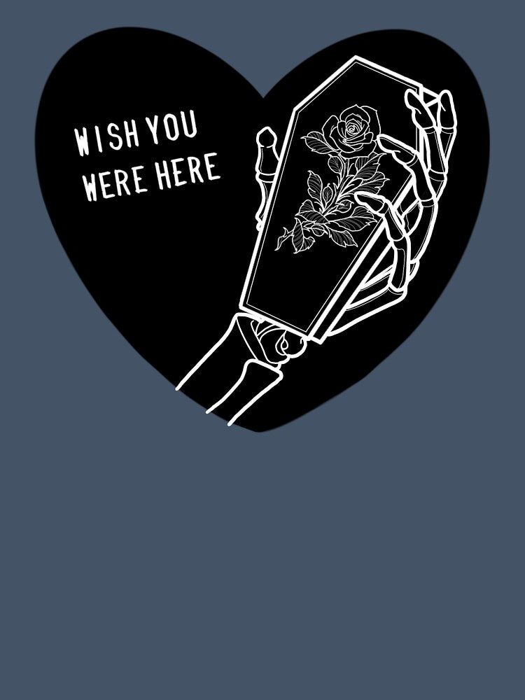 Wish You Were Here Skeleton Hand Casket Coffin Emo Goth Aesthetic by cemeteerie