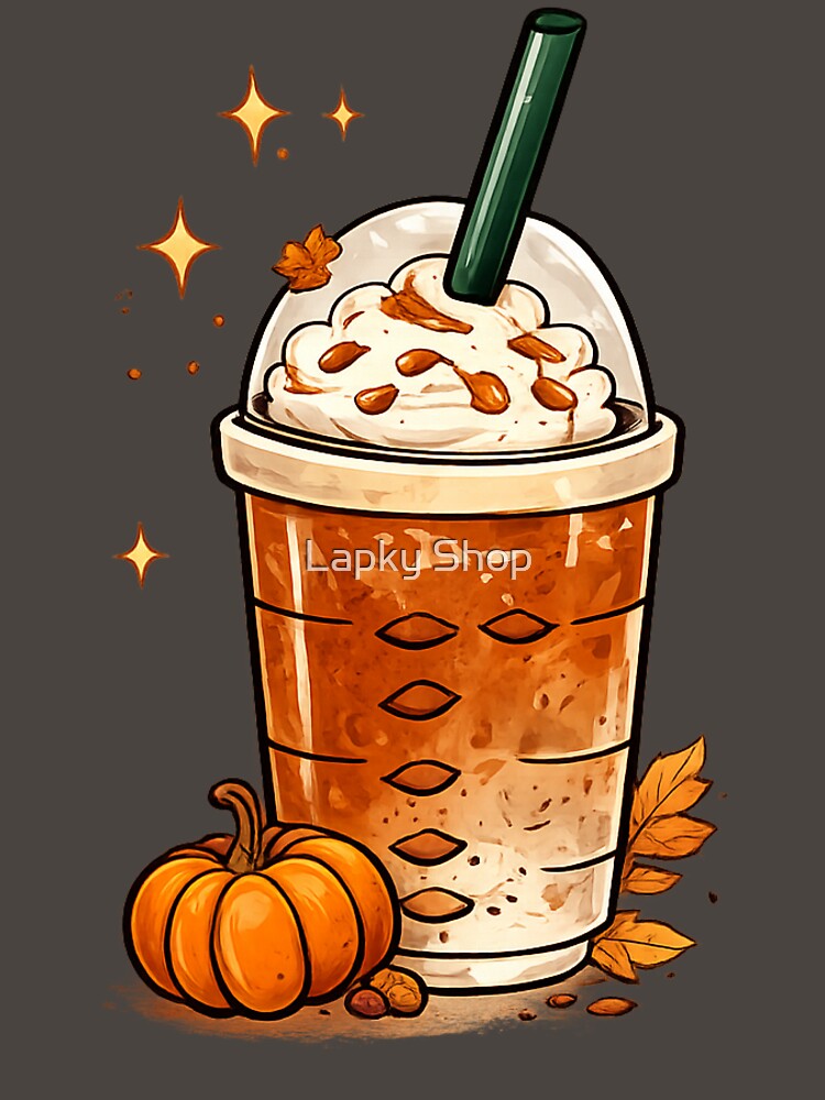Cozy Pumpkin Spice Coffee Autumn Illustration by Lapky Shop