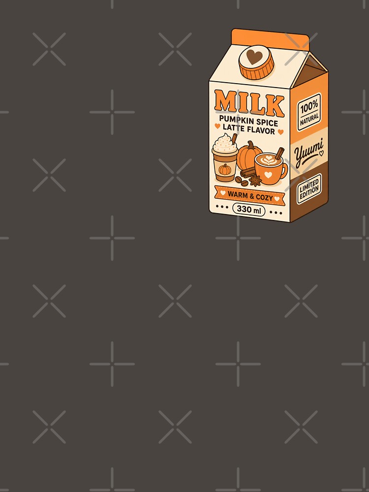 Kawaii Pumpkin Spice Latte Milk Carton | Cute Autumn Coffee T-Shirt by Aimetoi