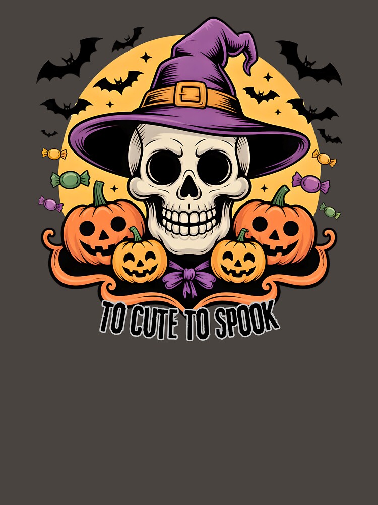 Funny Vintage Halloween Skull With Pumpkins Too Cute To Spook by BeaverCreations