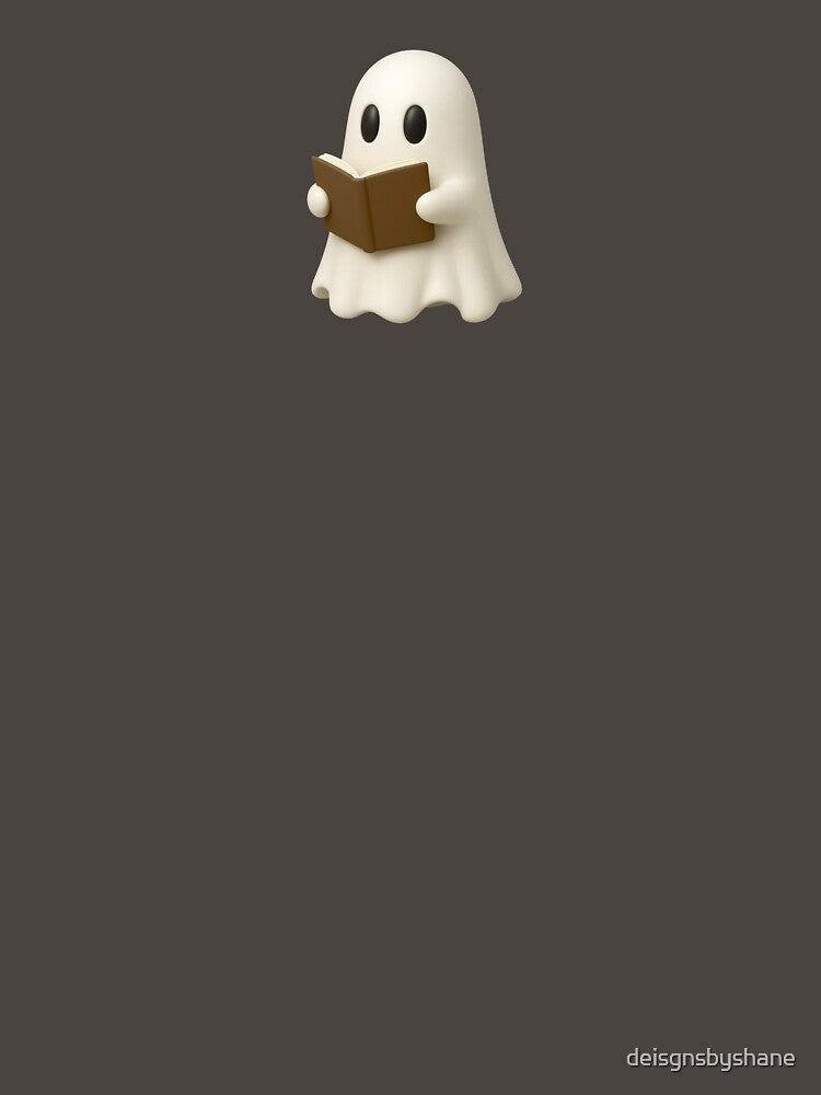 Cute Ghost Reading Brown Book by deisgnsbyshane