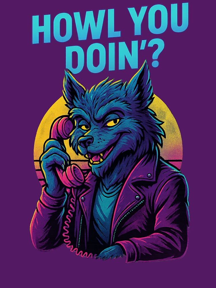 Retro Halloween Wolf – “Howl You Doin’” Funny Spooky Design by Meandmyshop