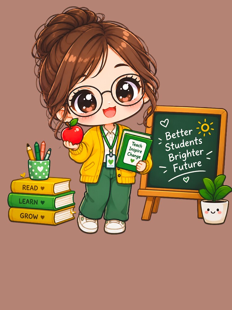 Cute Chibi Teacher Character Design by Haque Designs
