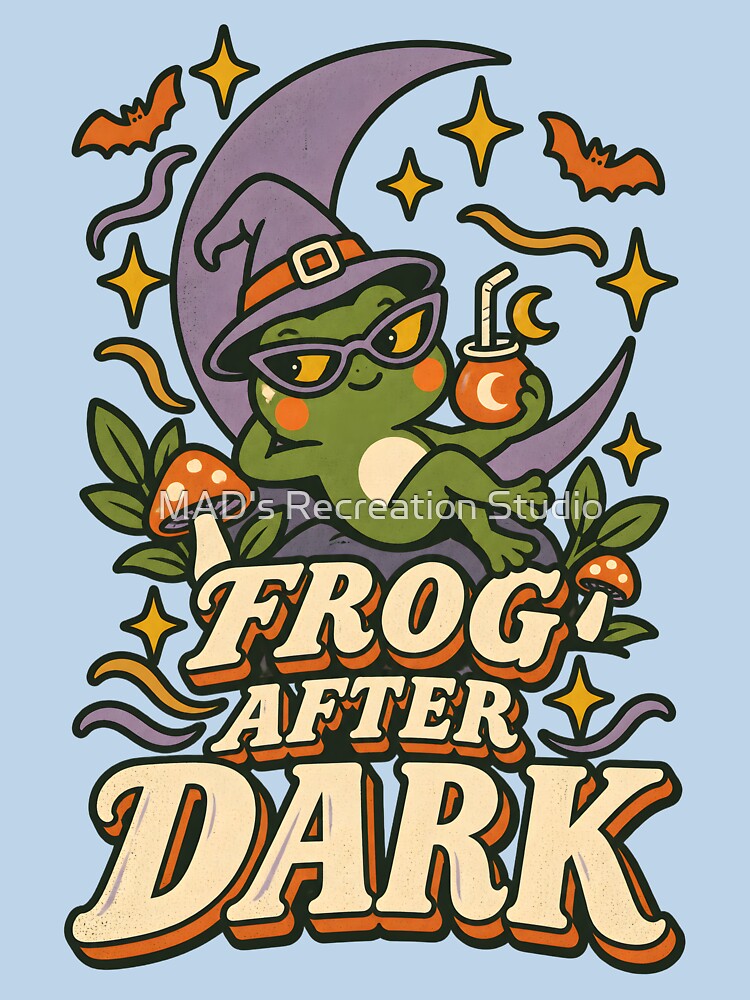 Frog After Dark – Funny Retro Halloween Frog by  MAD's Recreation Studio