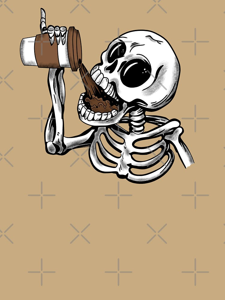 Skeleton Drinking Coffee by TeeLabDesign