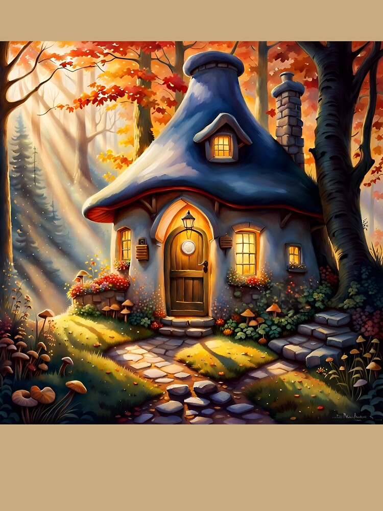Cozy Mushroom Cottage in the Woods surrounded by the Autumn Foliage by DreamyEscapism