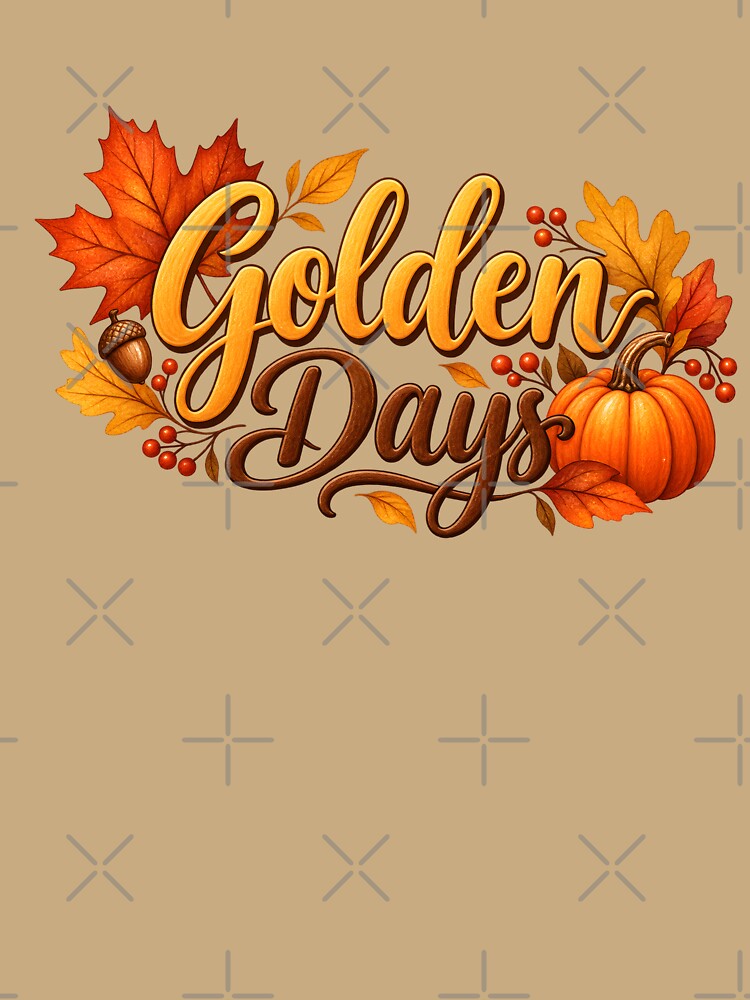 Golden Days – Cozy Autumn Pumpkin & Fall Leaves Typography by blankTeeShirt