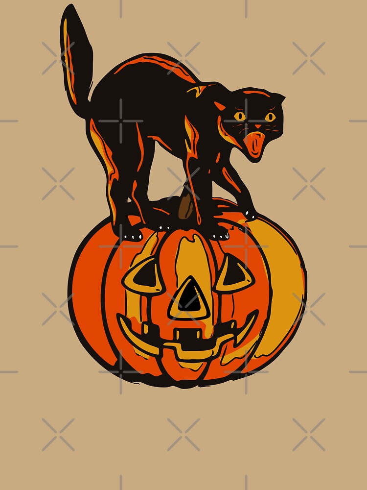 Vintage Halloween Cat and Pumpkin by Inside Our Heads Shop