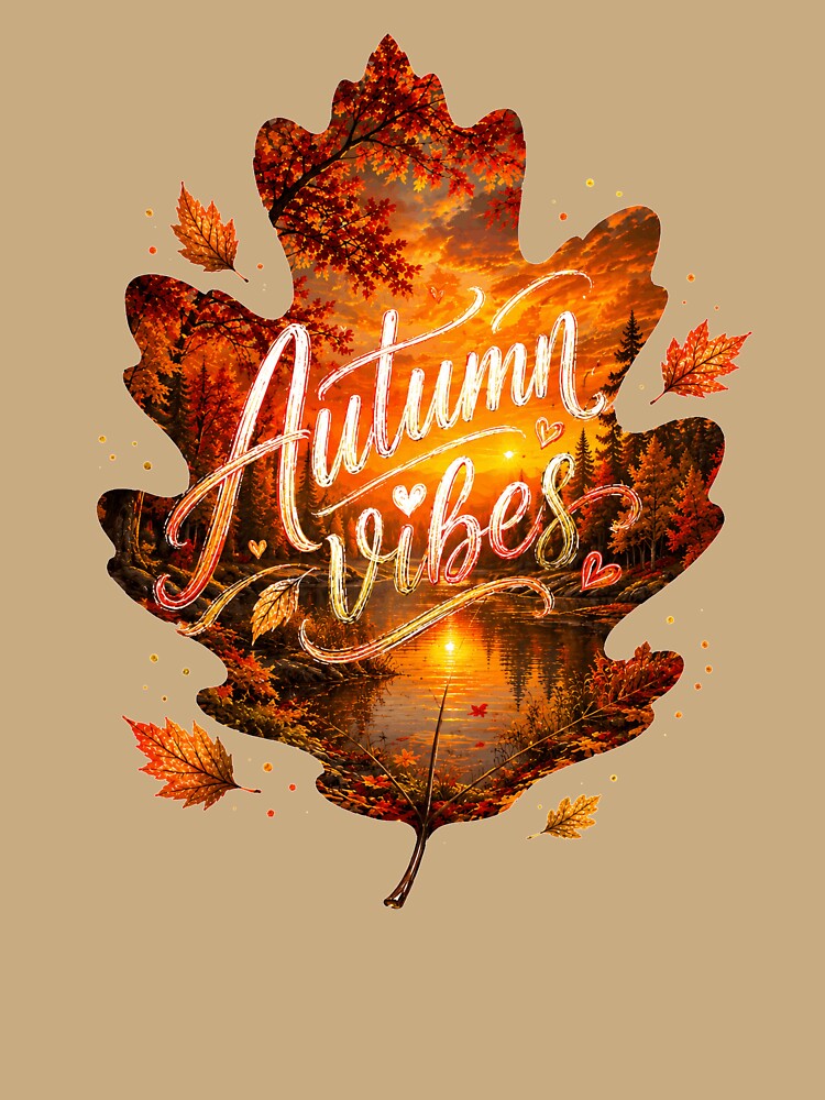 Autumn Vibes – Golden Fall Sunset in an Oak Leaf by HeyFajnaLinja