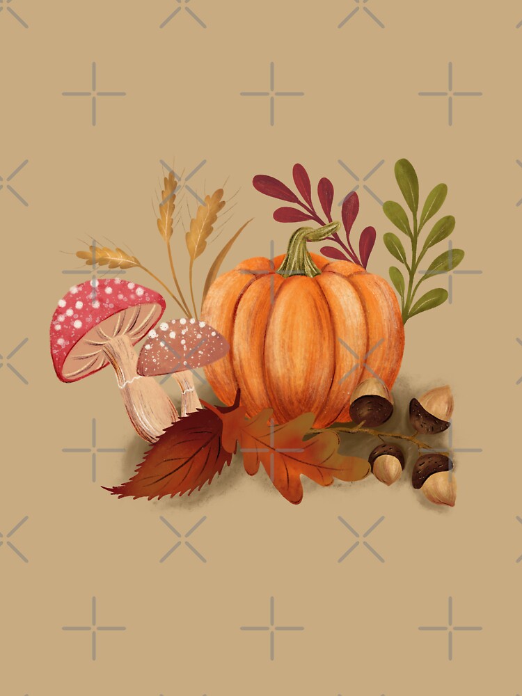 Pumpkin, mushroom and Acorns by ByAllyAlly