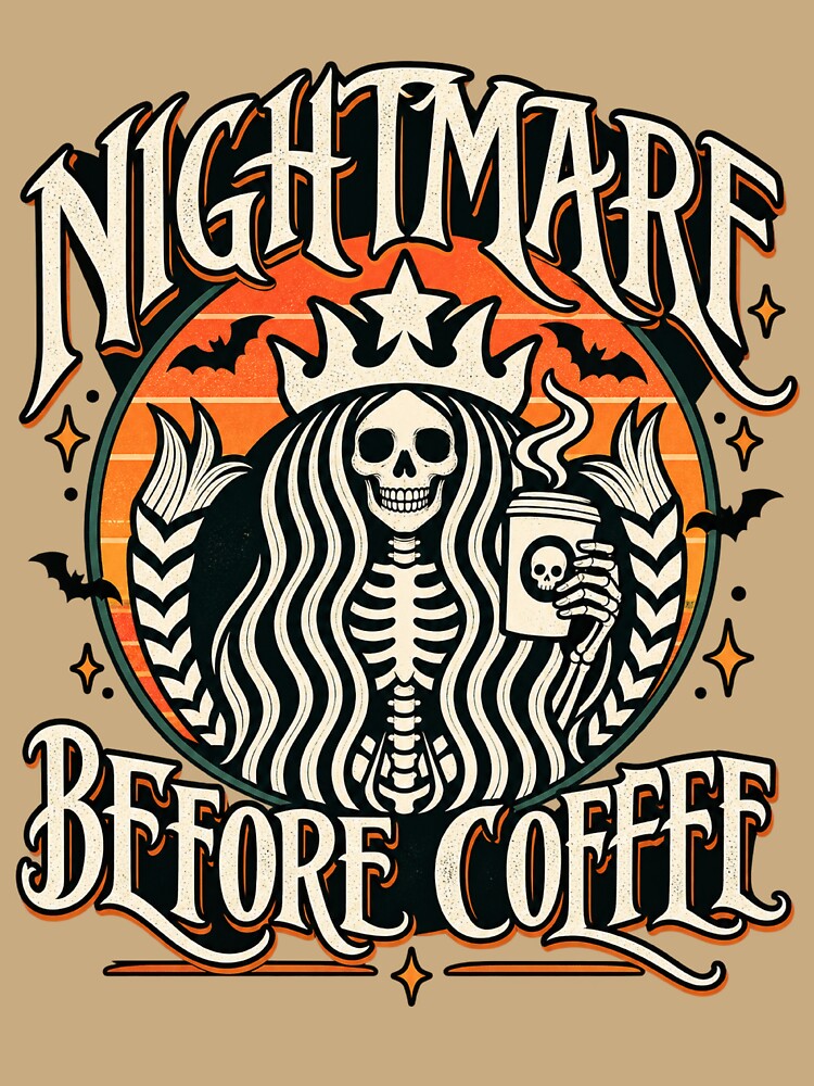 Nightmare Before Coffee Skeleton Crown Coffee Lover Retro halloween by YeddiLoy