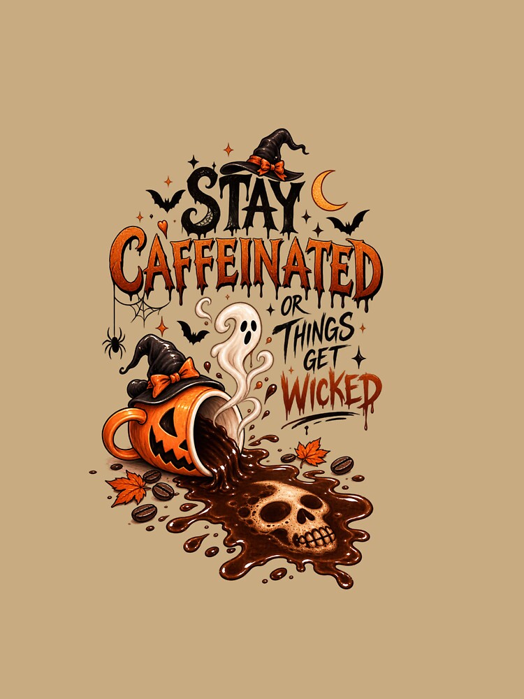 Halloween Coffee Shirt Stay Caffeinated Spooky Season by Noviyastudio