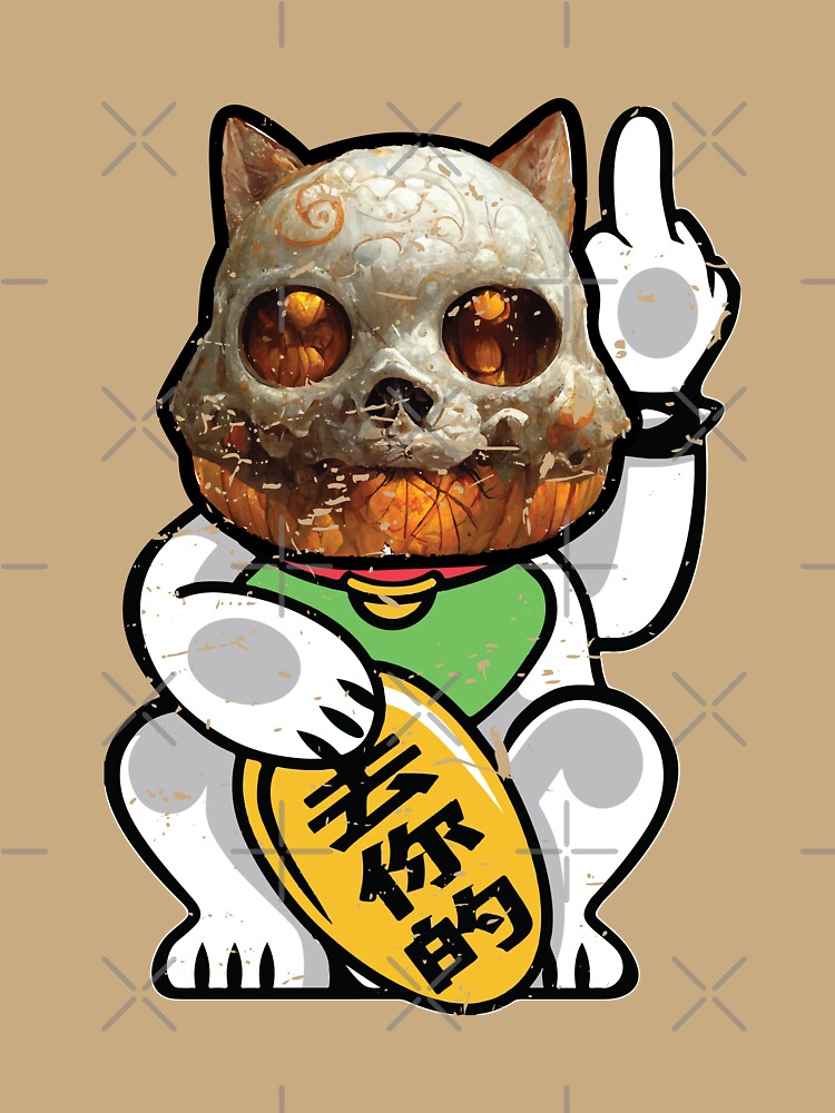 Vintage finger pumpkin skull Halloween lucky cat Japanese by bylox