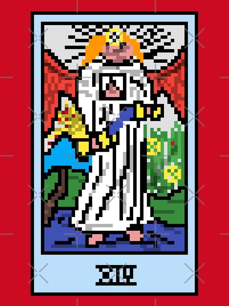 Wait, is this pixel art tarot? Pink - Major Arcana 'Temperance' (Design for T-shirt, stickers and other accessories) by Pixel Waite