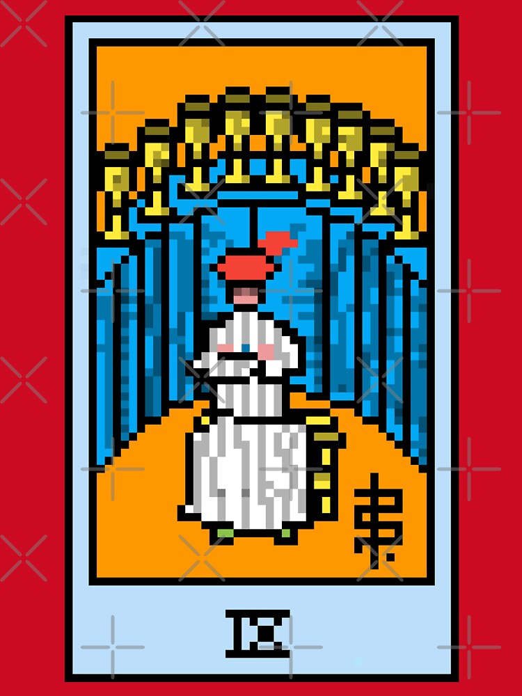 Wait, is this pixel art tarot? Pink - Minor Arcana 'Nine of Cups' (Design for T-shirt, stickers and other accessories) by Pixel Waite