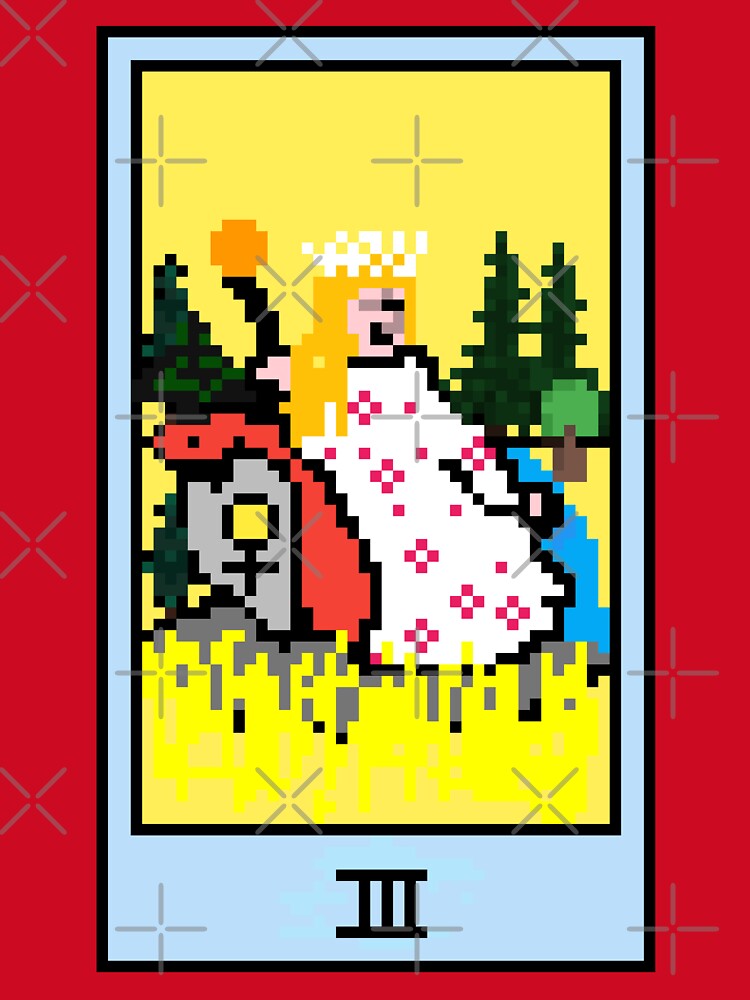 Wait, is this pixel art tarot? Pink - Major Arcana 'The Empress' (Design for T-shirt, stickers and other accessories) by Pixel Waite