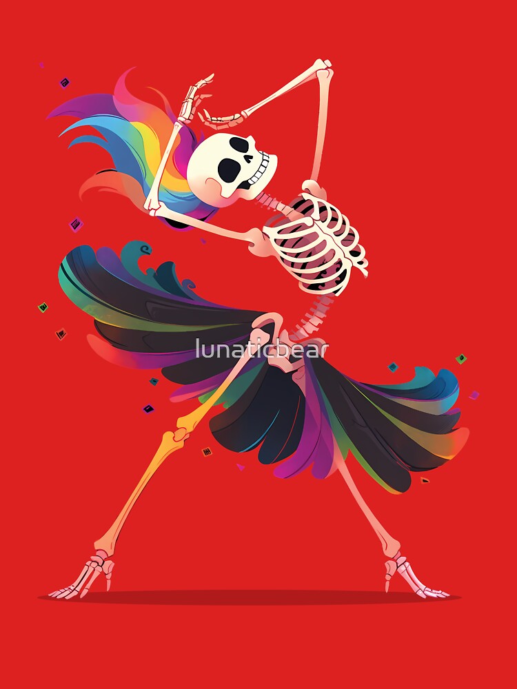 Dancing Skeleton Rainbow Ballerina. Dead and Fabulous. by lunaticbear