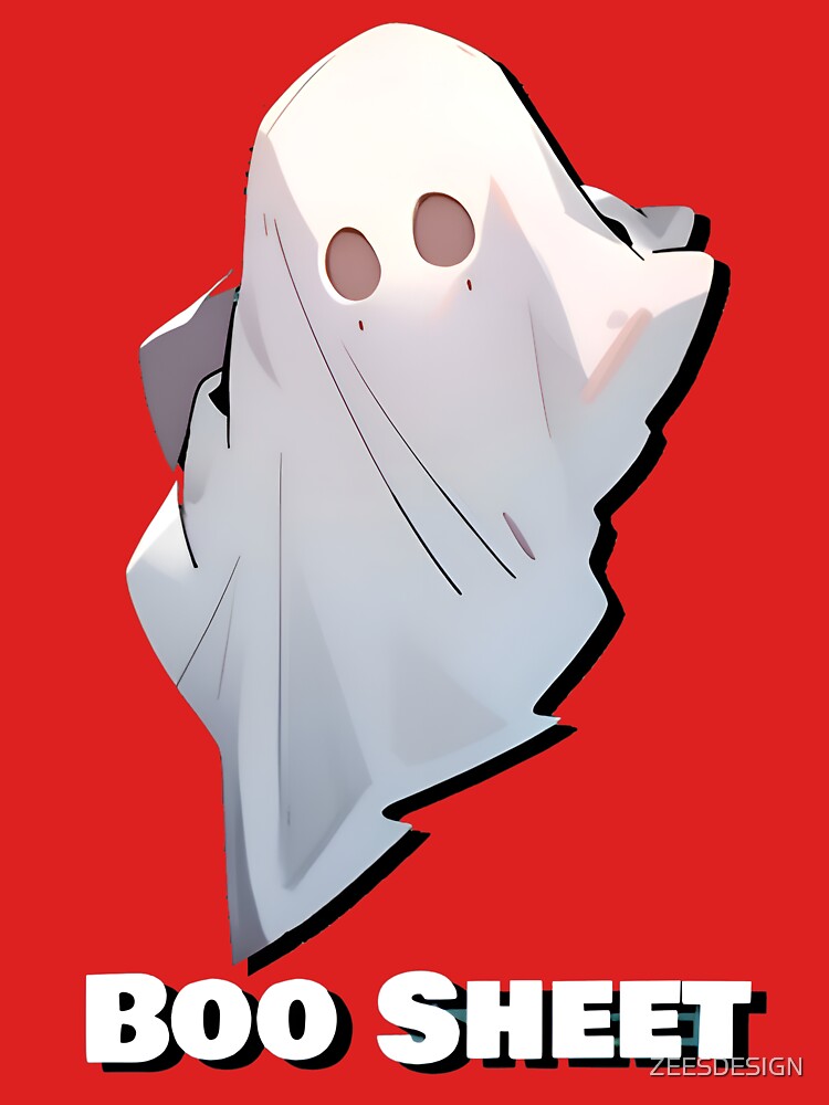 Boo Sheet Diagonal White Ghost Sheet Halloween Shirt and Laptop Sticker Design by Zeesdesign on Redbubble by ZEESDESIGN
