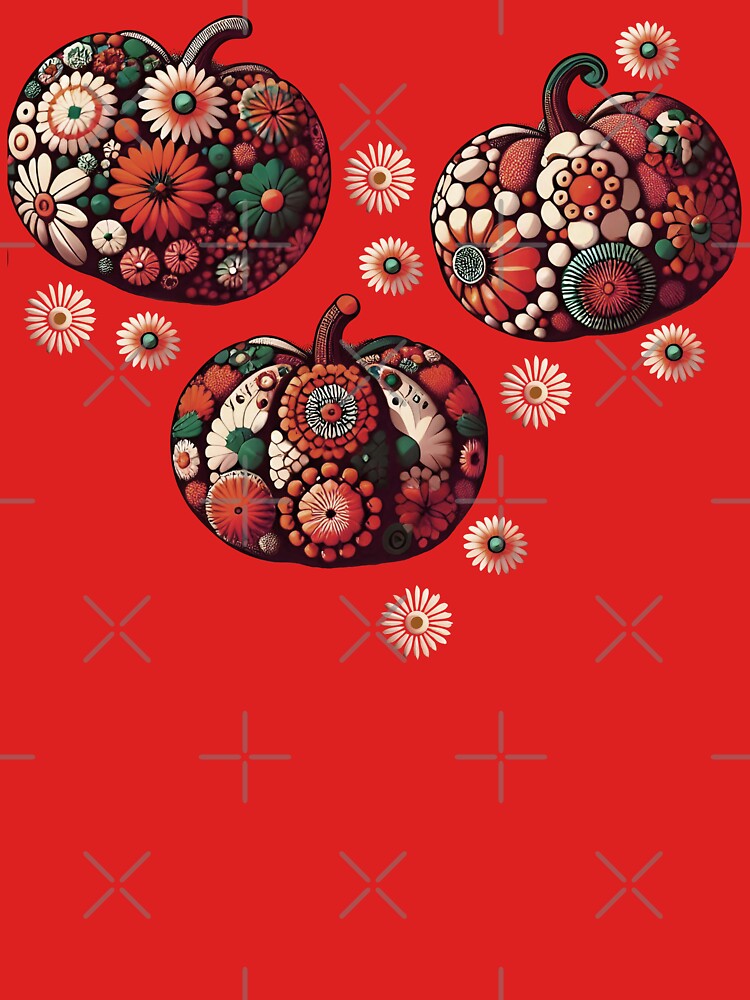 Floral Pumpkins Red by SilverPegasus