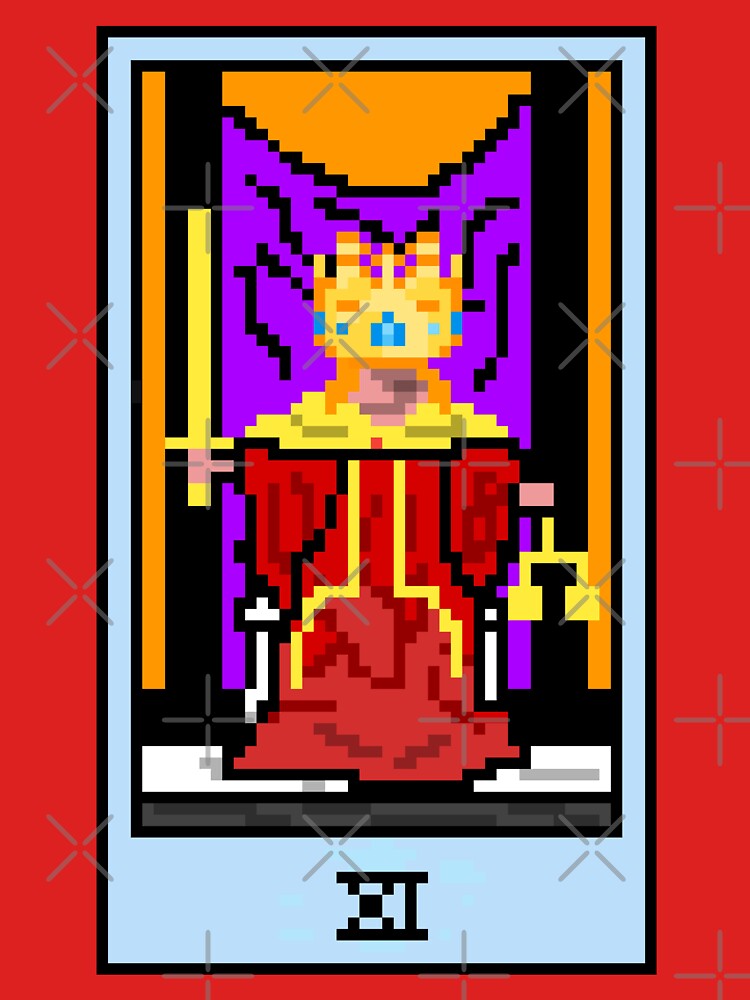 Wait, is this pixel art tarot? Pink - Major Arcana 'Justice' (Design for T-shirt, stickers and other accessories) by Pixel Waite