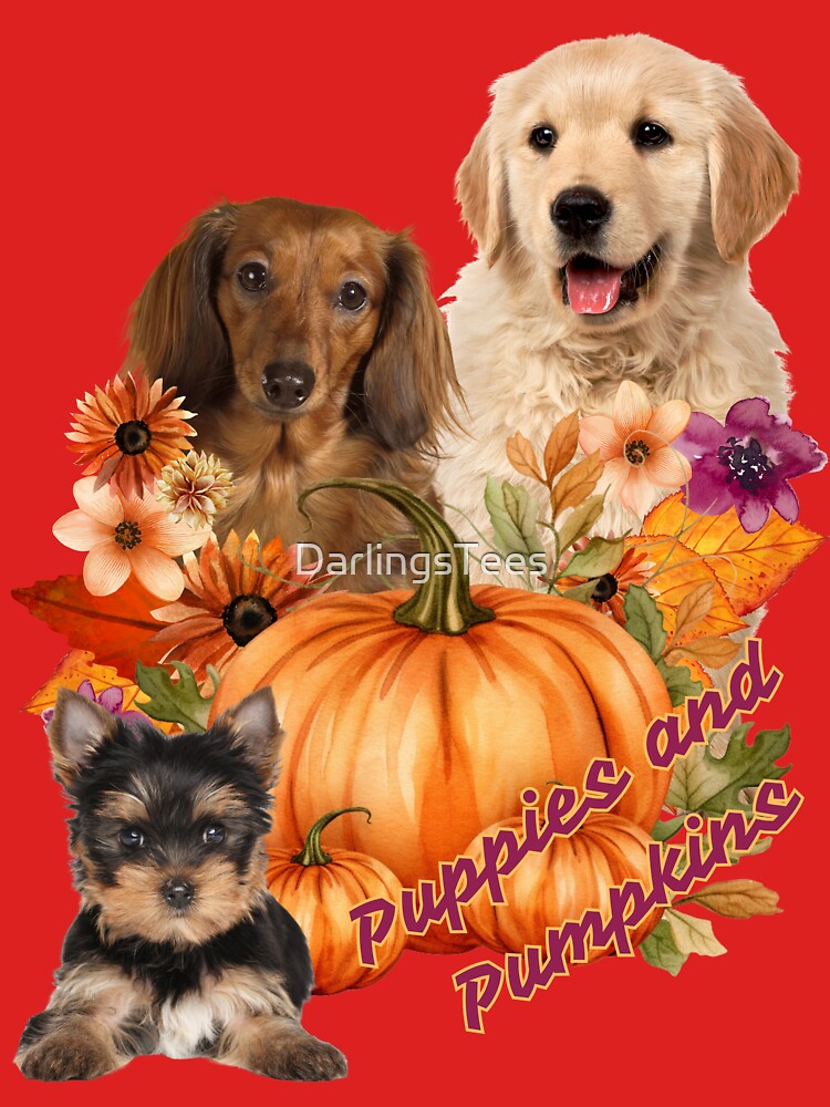 Puppies and Pumpkins / Fall Floral Pumpkin by DarlingsTees