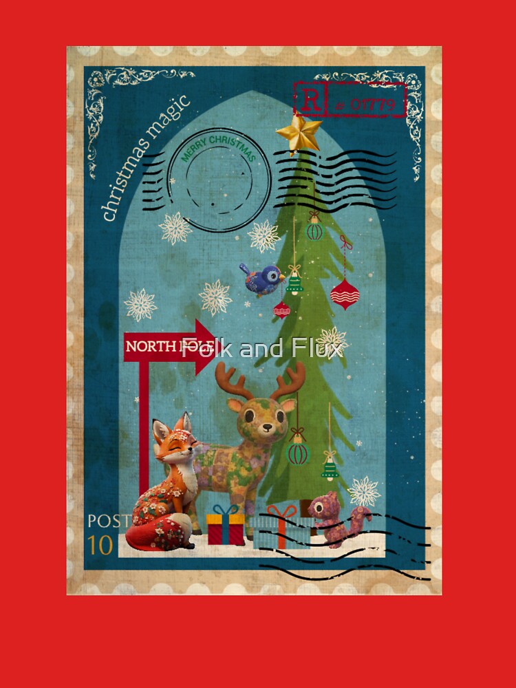 Vintage Retro Christmas Stamp - woodland creatures Christmas by Folk and Flux
