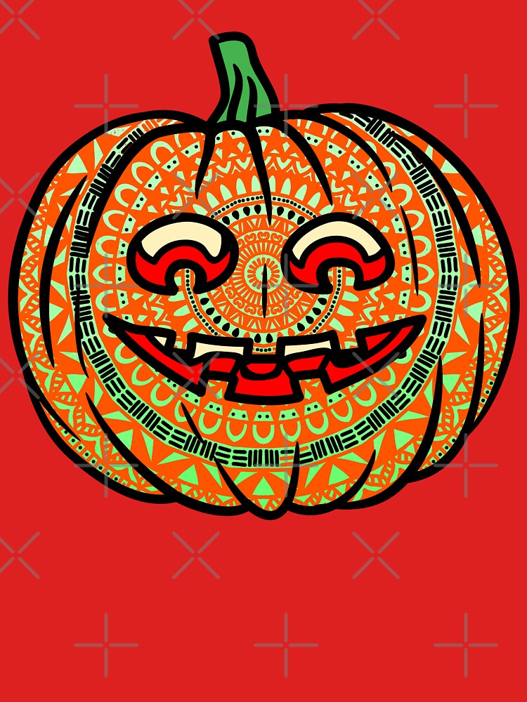 Carved halloween pumpkin mandala face evil spooky scary holiday by DivineMandala