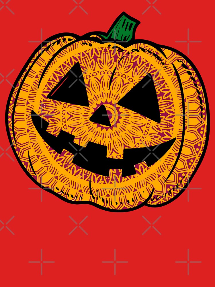 Scary orange carved mandala pumpkin face spooky scary Adorable autumn seasonal orange fall pumpkin by DivineMandala
