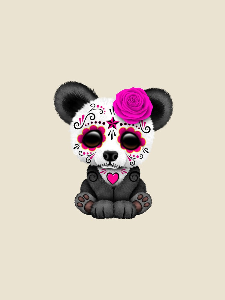 Pink Day of the Dead Sugar Skull Panda by JeffBartels