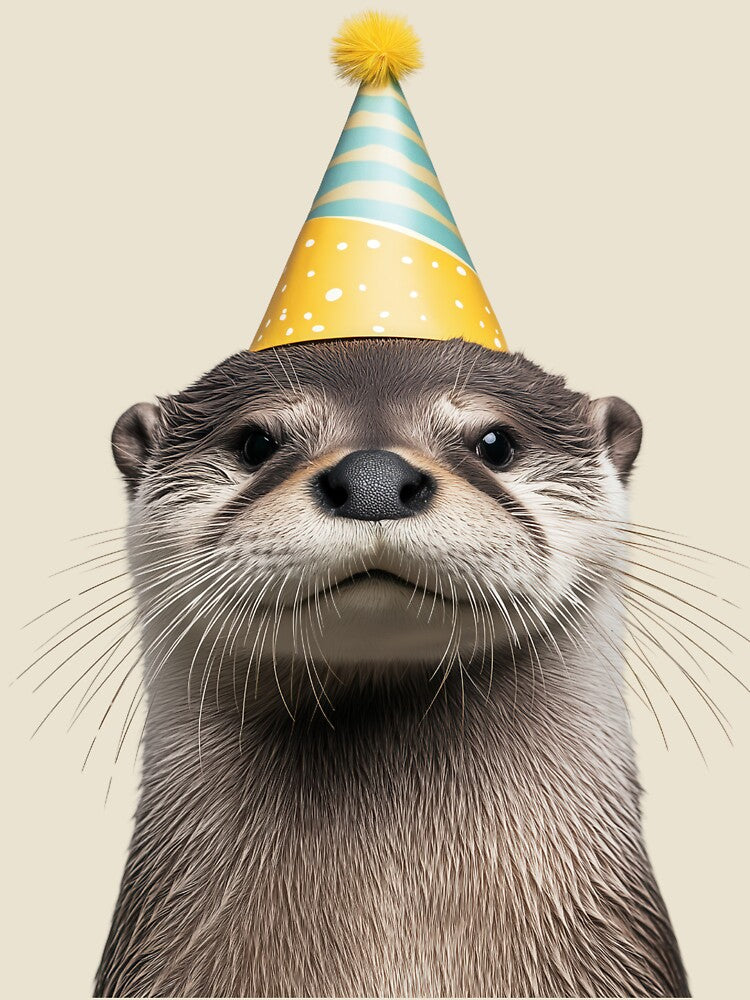 Cute Otter with Party Hat Birthday Celebration by LazyOwlStore