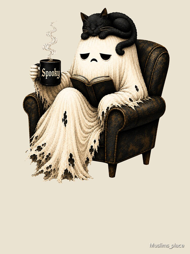 Cute Ghost Reading Book by Muslims_place