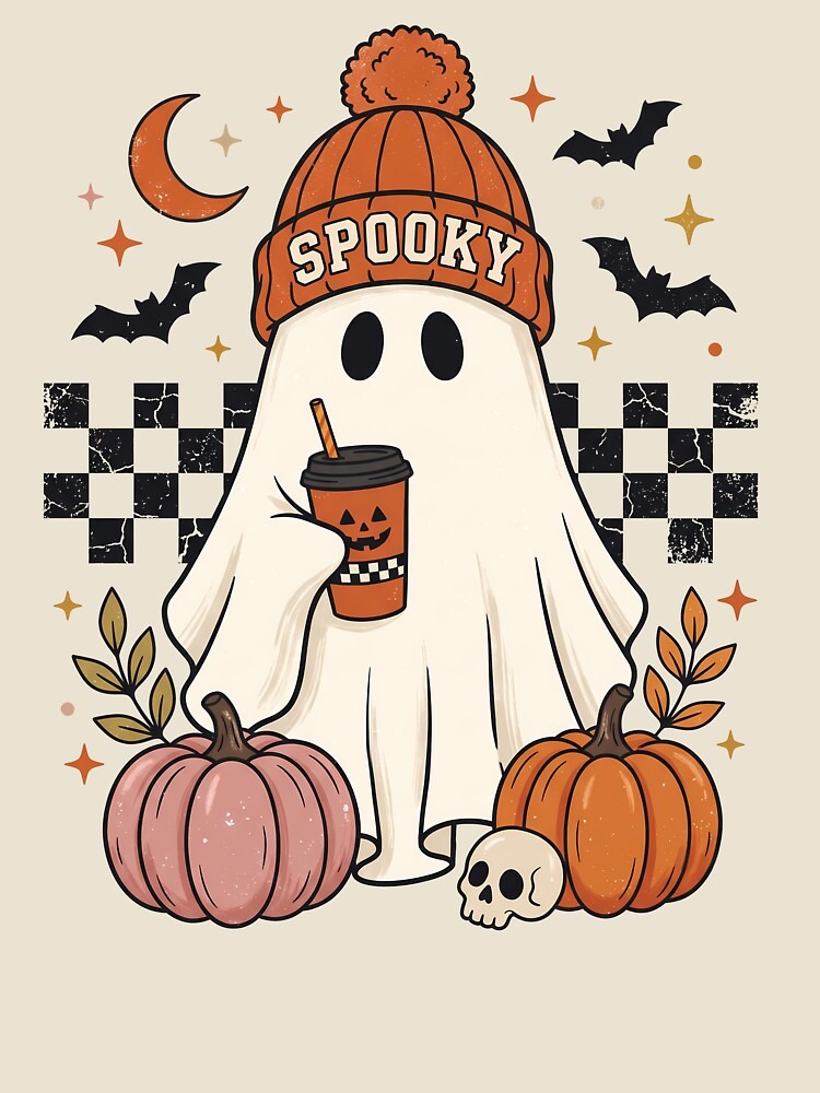 Cute Halloween Ghost with Coffee by New-DeSignx