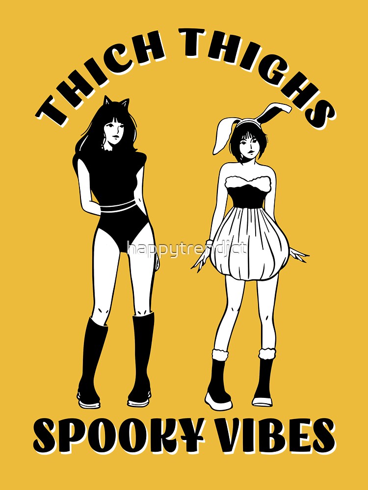 Thick Thighs And Spooky Vibes Funny Halloween, Halloween by happytrendjct