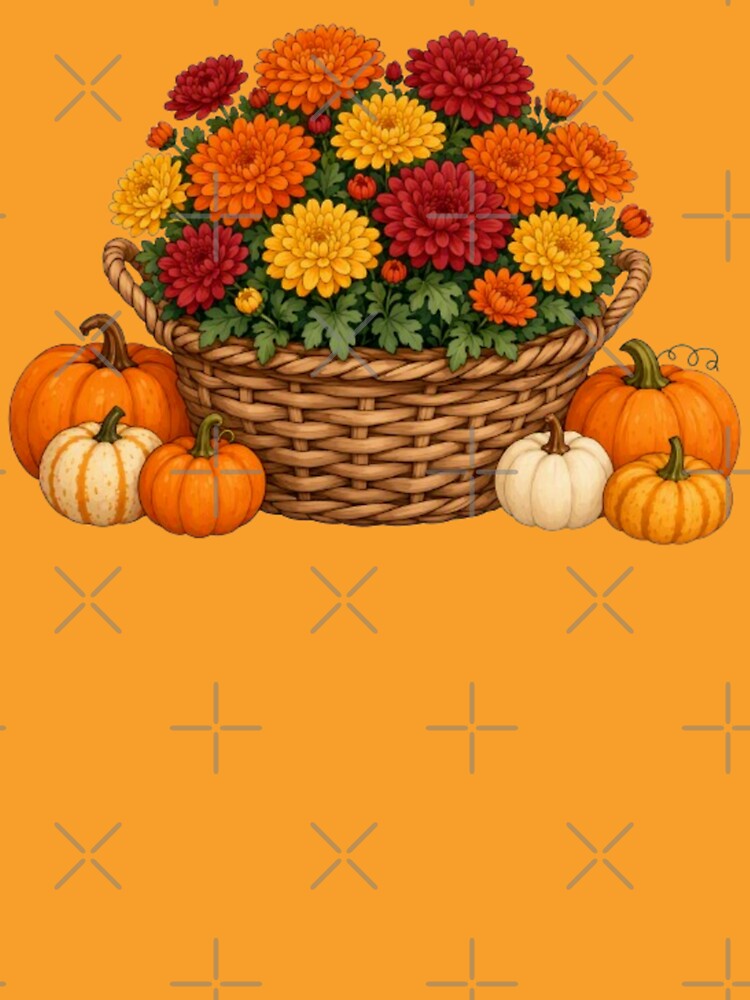 Fall Mum Basket with Pumpkins by FrontPorchTs