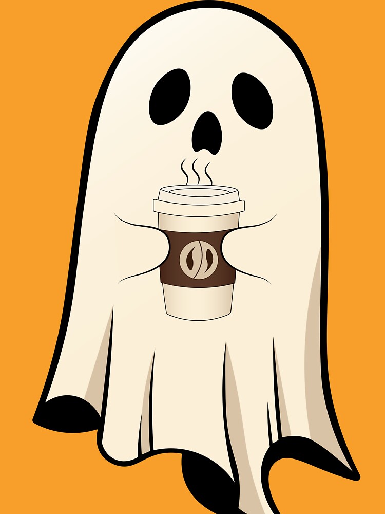 Ghost with a cup of coffee by lu-print-design