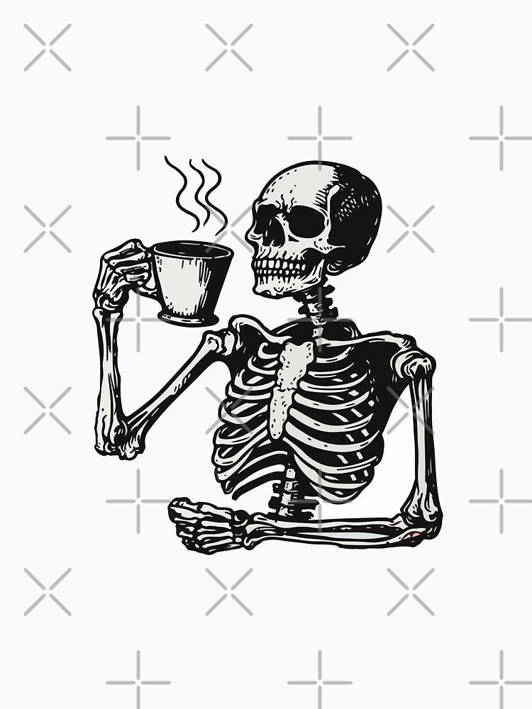 Skeleton Drinking Hot Coffee by VectorVisionary