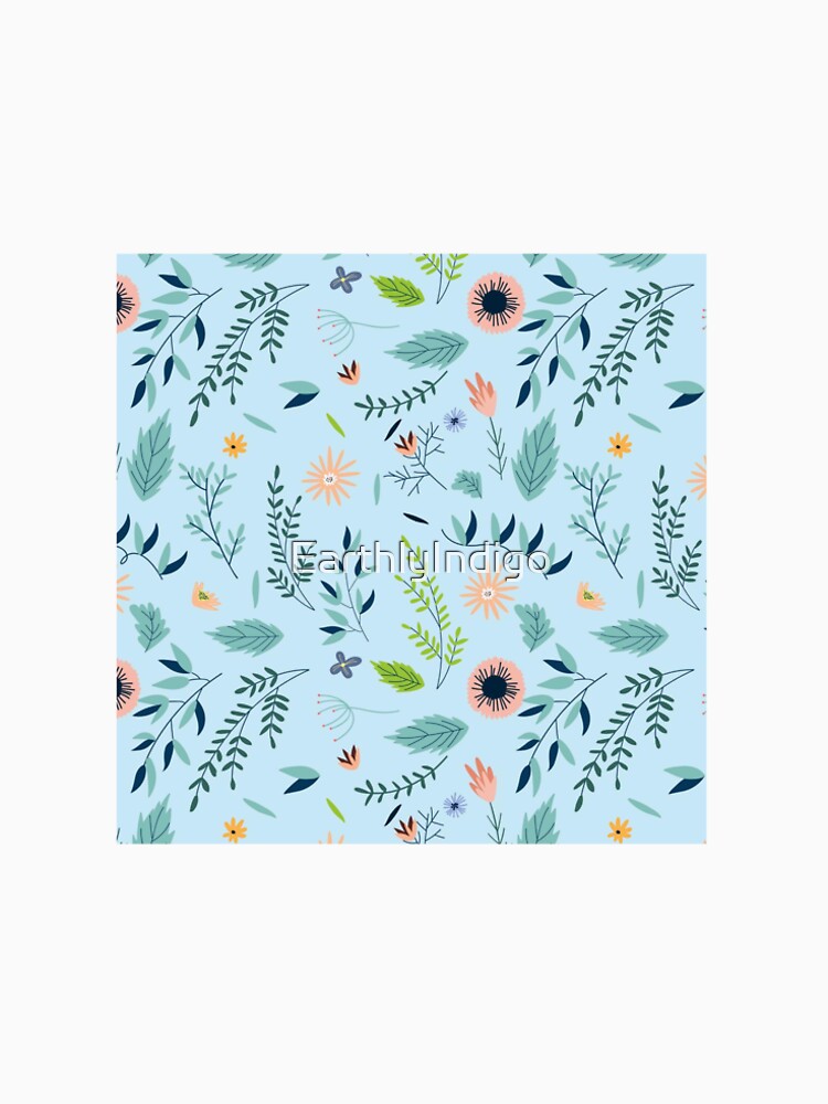 Blue Floral Spring Pattern, Flowers Girly Spring by EarthlyIndigo